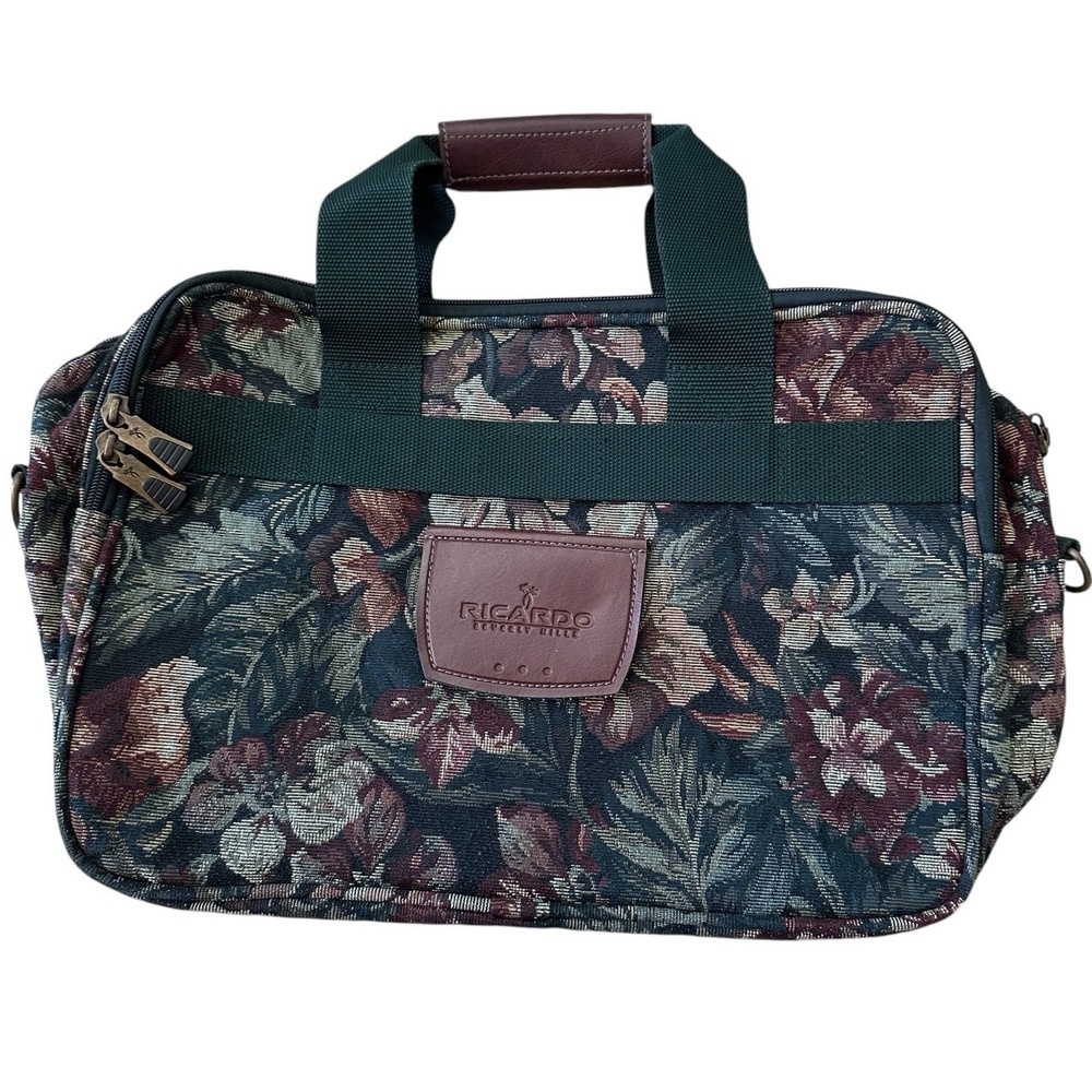 VTG Ricardo Beverly Hills Tote Floral Carry-On Duffle Luggage Santa Cruz Bag‎